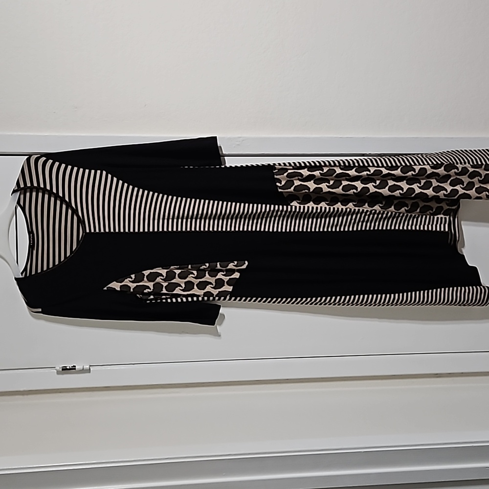 TAIFUN Black and Beige Comfortable Dress (Size 10)